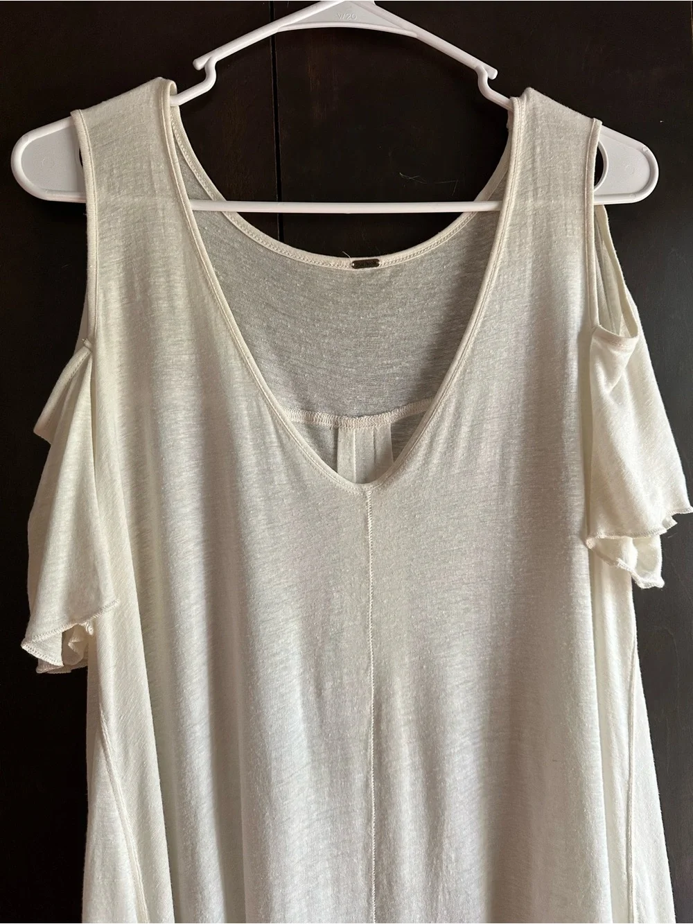 Free People Cream Cold-Shoulder V-Neck Flowy Tunic